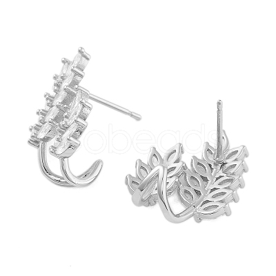 Rack Plating Leaf Brass Stud Earrings EJEW-N055-30P-RS-1