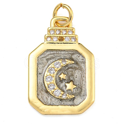 Rack Plating Brass Micro Pave Cubic Zirconia Pendants KK-G513-73A-05G-1