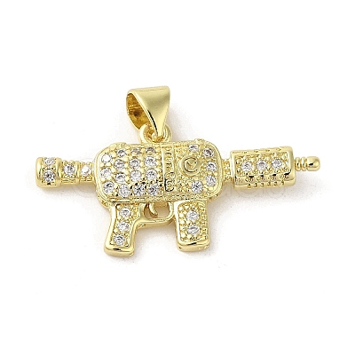 Rack Plating Brass Micro Pave Cubic Zirconia Pendants KK-C052-08C-G-1