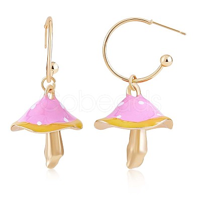 Enamel Mushroom Dangle Stud Earrings JE987D-1