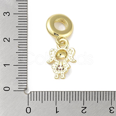 Rack Plating Brass Pave Cubic Zirconia European Dangle Charms KK-R163-08B-G-1