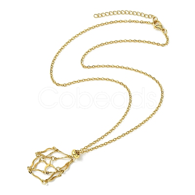 Crystal Cage Holder Necklace NJEW-JN04606-02-1