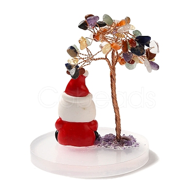 Christmas Natural Gemstone Chips Tree Decorations DJEW-K028-03D-1