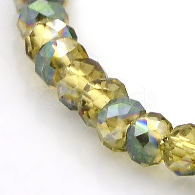 Half Rainbow Plated Faceted Rondelle Electroplate Glass Beads Strands GLAA-A024C-HR03-1