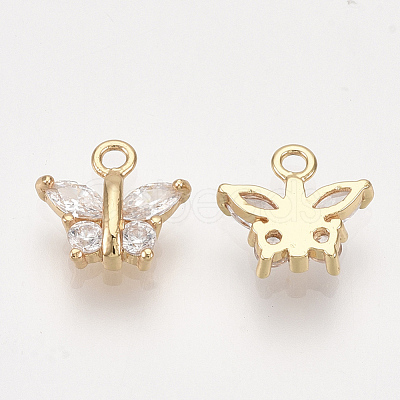 Brass Cubic Zirconia Charms KK-S348-441-1