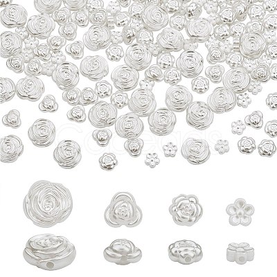 300Pcs 4 Style ABS Plastic Imitation Pearl Beads KY-SZ0001-39-1