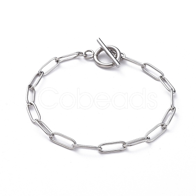 Tarnish Resistant 304 Stainless Steel Paperclip Chain Bracelets BJEW-JB04967-1