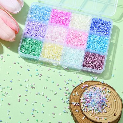 12300pcs 12 Colors Imitation Cat Eye Glass Round Bugle Beads GLAA-CJ0002-18-1