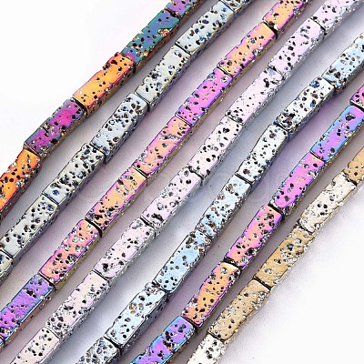 Electroplated Natural Lava Rock Beads Strands G-T114-70-1