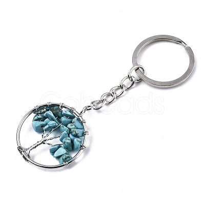 Natural Howlite Chips Chakra Keychain G-N0326-003E-1