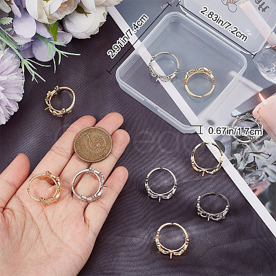 Beebeecraft 12Pcs 2 Colors Rack Plating Brass Open Cuff Ring Settings KK-BBC0007-71-1