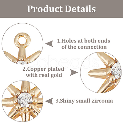 GOMAKERER 20Pcs Brass Pave Clear Cubic Zirconia Connector Charms KK-GO0001-67-1