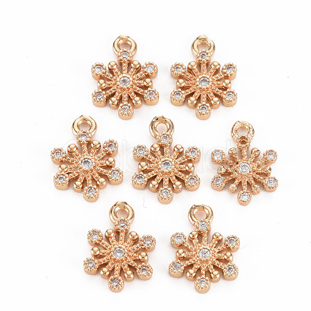 Rack Plating Brass Micro Pave Clear Cubic Zirconia Charms KK-T060-12-RS-1