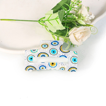 Rectangle with Evil Eye PVC Claw Hair Clips PW-WG515C0-06-1