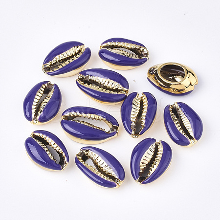 Electroplated Cowrie Shell Beads SSHEL-T008-11G-02-1