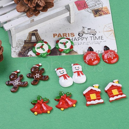 Christmas Theme Resin Cabochons CRES-X0010-17-1