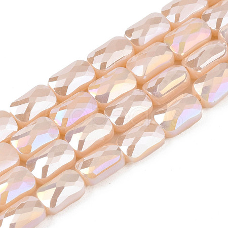 Electroplate Opaque Solid Color Glass Beads Strands EGLA-N002-25-B05-1