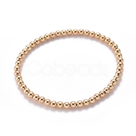 Brass Stretch Beaded Bracelets BJEW-JB05484-01-1