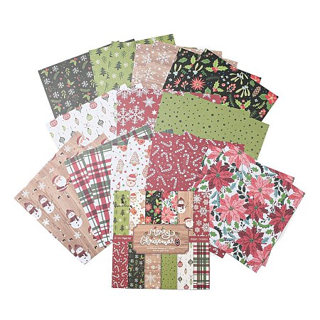 24 sheets 12 Styles 6 Inch Square Christmas Scrapbooking Paper Pads DIY-Q032-01-1