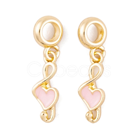 Rack Plating Alloy Pink Enamel European Dangle Charms FIND-C055-14G-1