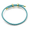 Leather Braided Cord Bracelets, Adjustable Bracelet, Dark Cyan, Inner Diameter: 5/8~2-7/8 inch(1.5~7.3cm)