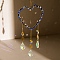 Heart Natural Lapis Lazuli Chips Hanging Ornaments, Glass Leaf Hanging Suncatcher for Home Garden Ornaments, 437mm