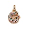 Brass Micro Pave Cubic Zirconia Pendants, Real 18K Gold Plated, Colorful, Letter G, 18.5~24x12.5~25.5x5~5.5mm, Hole: 5x3mm