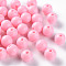 Opaque Acrylic Beads, Round, Pearl Pink, 12x11mm, Hole: 1.8mm