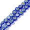 Handmade Millefiori Lampwork Beads Strands, Flat Round, Medium Blue, 6x3mm, Hole: 0.7mm, about 66pcs/strand, 14.65''(37.2cm)