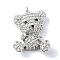 Rack Plating Brass Pave Cubic Zirconia Pendants, Bear, Long-Lasting Plated, Lead Free & Cadmium Free, Platinum, 18x12.5x4.7mm, Hole: 1.4mm