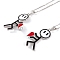 Valentine's Day 2Pcs Alloy Enamel Magnetic Heart Pendant Necklaces, Cable Chains, Platinum, 23.62 inch(60cm)