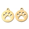 Ion Plating(IP) 304 Stainless Steel Charms, Manual Polishing, Paw Print, Golden, 14.5x12x1mm, Hole: 1.6mm