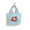 DIY Flower Pattern Handbag Embroidery Bag Kits, Including Embroidery Cloth & Thread, Needle, Embroidery Hoop, Instruction Sheet, Sky Blue, 200mm