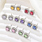 Elegant Zircon Square Stud Earrings for Women, Fashionable and Versatile, Square, Silver