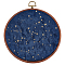 Galaxy Enamel Pin Hoop, Corduroy Wall Hanging Brooch,  Flat Round, Midnight Blue, 240x215x10mm, Hole: 17.5x22.5mm