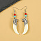 Natural Gemstone Wolf Tooth Shape Dangle Earrings with Real Tibetan Mastiff Dog Tooth