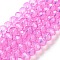 Baking Painted Transparent Glass Beads Strands, Imitation Opalite, Faceted, Round, Magenta, 8x6mm, Hole: 1.6mm, about 65pcs/strand, 15.94''(40.5cm)