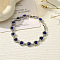 Alloy Link Bracelets for Women, with Rhinstone, Heart, Capri Blue, 7-1/8 inch(18cm)