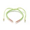 Nylon Cord Braided Bead Bracelets Making, with Brass Beads, Long-Lasting Plated, Real Rose Gold Plated, Lawn Green, 10-1/4 inch~11-5/8 inch(26~29.6cm)