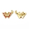 Brass Micro Pave Cubic Zirconia Pendants, with Jump Ring, Enamel Style, Butterfly Charm, Golden, Red, 18x15x3mm, Hole: 3mm