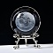 Carving Crystal Ball, Glass Sphere Decoration, with Platinum Tone Alloy Stand, Clear, Globe, 60mm