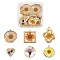 Craftdady 12Pcs 6 Style Epoxy Resin Pendants, with Dried Flower Inside and Light Gold Plated Alloy Open Back Bezel, Nuggets & Square & Rhomnbus & Heart & Flat Rround, Mixed Color, 2pcs/style