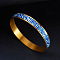 Luminous Golden Stainless Steel Bangles for Women, Glow in the Dark, with Creative Floral Pattern, Royal Blue, Inner Diameter: 2-3/4 inch(7cm)