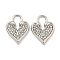 304 Stainless Steel Pendants, with Crystal Rhinestone, Heart Lock Charms, Stainless Steel Color, 18.5x14x2.4mm, Hole: 3.8x8mm