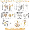 Beebeecraft 4 Pairs 4 Style Brass Cubic Zirconia Flower Stud Earring Findings EJEW-BBC0001-14-2