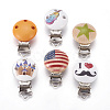 Dyed Half Round Printed Wooden Pacifier Holder Clips WOOD-MSMC002-05-1