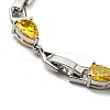 Rack Plating Brass Pave Cubic Zirconia Teardrop Links Bracelets for Women BJEW-H604-01P-04-3