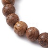 5Pcs 5 Style Natural Wenge Wood Round Beaded Stretch Bracelets Set BJEW-JB10012-5