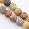 Frosted Natural Crazy Agate Round Bead Strands X-G-M063-6mm-02-1