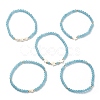 5Pcs 5 Style Natural Dyed White Jade & Pearl & Shell Star Beaded Stretch Bracelets Set BJEW-JB09495-05-1